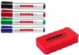 Lentos žymeklio rinkinys KORES K-Marker XW1 ovalus antgalis, 4 spalvos + triniklis