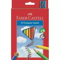 Spalvoti pieštukai Faber-Castell Jumbo 30-spalvų trikampiai+drožtukas