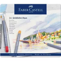 Spalvoti akvareliniai pieštukai Faber-Castell Goldfaber Aqua Creative Studio, 24 spalvų, metalinėje dėžutėje