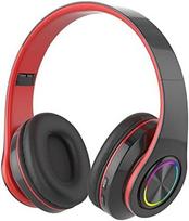 Sulankstomos „Bluetooth“ belaidės ausinės su LED apšvietimu, „Hi-Fi“ stereofoniniu ir triukšmą slopinančiu mikrofonu, black-red
