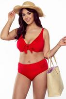 Bikini kelnaitės, Vivisence, maudymosi kostiumėlio kelnaitės, moteriški maudymosi kelnaitės, aukštas juosmuo, šonuose raukiniai, raudona, 38, 38