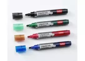 Žymeklių lentai rinkinys Nobo Liquid, apvaliu galiuku, 1-3mm, 4 spalvos