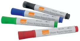 Esselte Žymekliai Nobo stiklinei lentai rinkinys, 4vnt. Juodas, Mėlynas, Raudonas, Žalias