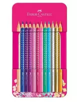 Faber-Castell - Sparkle spalvotas pieštukas, 12 vnt skardinėje dėžutėje (201737)