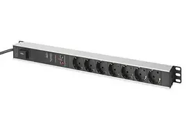 Assmann Electronic DIGITUS 1U Aliuminio PDU Montuojamas ant stovo 16A 4000W 250VAC 50/60Hz 7x lizdas CEE 7/7 2m kabelis CEE 7/7 kištukas