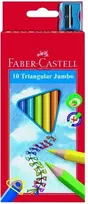 Spalvoti pieštukai Faber-Castell Junior Grip, tribriauniai, 10 spalvų, su drožtuku