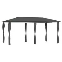 Pavėsinė su stulpų uždangalais antracito 2,98x5,3x2,59m 160g/m²