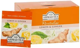 Vaisinė ir žolelių arbata AHMAD ALU LEMON & GINGER, 20 vokelių po 2g