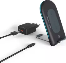 HAMA INDUKCINIS Įkroviklis QI-FC 15S 15W / USB-C + Įkroviklis QC 3.0 Juodas