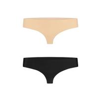 BYE BRA - UNDERWEAR Bye Bra Invisible Thong Set Nude & Black L - Seamless Comfort 2-Pack