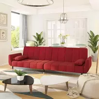 Dvivietė sofa-lova su dvejomis pagalvėmis, vyno, aksomas