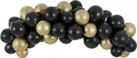 PartyDeco Balionų girlianda "Juodas and Gold" (60vnt, 200cm)