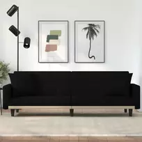 Sofa-lova su pagalvėlėmis, juodos spalvos, audinys