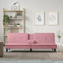 Sofa-lova su puodelių laikikliais, rožinės spalvos, aksomas