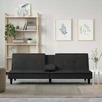 Sofa-lova su puodelių laikikliais, juodos spalvos, aksomas
