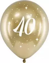 PartyDeco Auksiniai balionai su skaičiumi 40, 6vnt