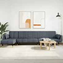 L formos sofa-lova, tamsiai pilka, 275x140x70cm, aksomas