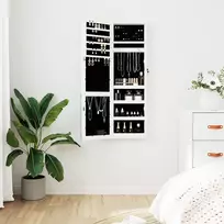 Veidrodinė papuošalų spintelė su LED apšvietimu, baltos spalvos