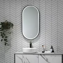 Mirrorsled Skaidrus veidrodis 500x1000 (piliulė) su MDF rėmu ir LED priekiniu apšvietimu