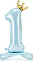 Party Deco Folinis pastatomas balionas skaičius "1" melsvas 84cm