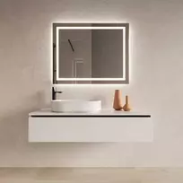 Mirrorsled Skaidrus veidrodis su LED priekiniu apšvietimu 1000x700 (statūs kampai, 30mm) + mygtuku