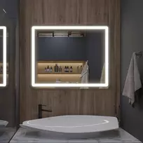 Mirrorsled Skaidrus veidrodis su LED priekiniu apšvietimu 1000x700 (apvalinti kampai, 30mm) + mygtuku