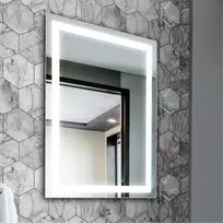 Mirrorsled Skaidrus veidrodis su LED priekiniu apšvietimu 500x700 (atitrauktas matinimas 20mm) + mygtuku