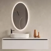 Mirrorsled Skaidrus veidrodis su LED priekiniu apšvietimu 600x1000 (30mm) ovalas + mygtuku