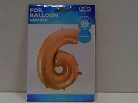 GoDan Folinis balionas „Skaičius 6“, rožinis ir auksinis, 92 cm