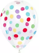 PartyDeco Balionai su konfeti "Margi rutuliukai" 30 cm, 6vnt