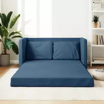 Grindų sofa-lova, 2-1, mėlynos spalvos, 112x174x55cm, audinys