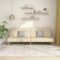 Dvivietė sofa-lova, kreminės spalvos, audinys