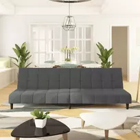 Dvivietė sofa-lova, tamsiai pilkos spalvos, aksomas