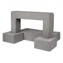 Vaikiška žaidimų sofa, 4 dalių modulinė sofa 100x100x20 cm, pilka, nuimamas užvalkalas