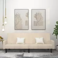Dvivietė sofa-lova, kreminės spalvos, aksomas