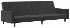 Dvivietė sofa-lova, tamsiai pilkos spalvos, aksomas
