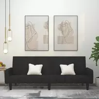 Dvivietė sofa-lova, juodos spalvos, aksomas