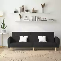 Dvivietė sofa-lova, juodos spalvos, audinys