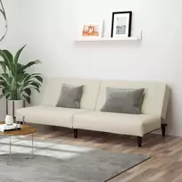 Dvivietė sofa-lova, kreminės spalvos, aksomas