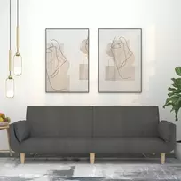 Dvivietė sofa-lova su dvejomis pagalvėmis, pilka, audinys