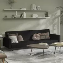 Dvivietė sofa-lova, juodos spalvos, aksomas