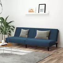 Dvivietė sofa-lova, mėlynos spalvos, aksomas