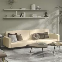Dvivietė sofa-lova, kreminės spalvos, aksomas