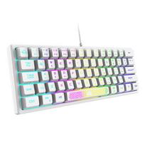 Laidinė RGB klaviatūra K61, 60 %, 62 klavišai, ergonominė, balta