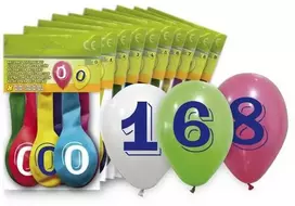 Globolandia Balionai su skaičiumi 6, įvairių spalvų, 8 vnt.