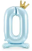 PartyDeco Folinis pastatomas balionas skaičius "0" melsvas 84cm