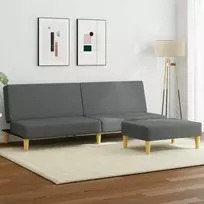 Dvivietė sofa-lova su pagalvėmis ir pakoja, pilka, aksomas