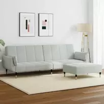 Dvivietė sofa-lova su pakoja, šviesiai pilkos spalvos, aksomas