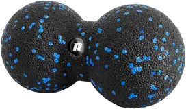 Duoball dvigubas masažo kamuolys 8cm, juodos ir mėlynos spalvos, EPP medžiaga, REBEL ACTIVE