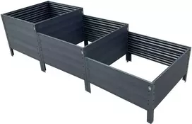 Klasika Garden NAUJO DIZAINO GPPS modulinė pakelta lysvė KLASIKA Woodlook (laiptai) - Antracito (pilka)